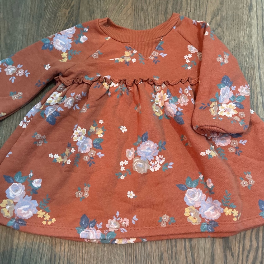 Floral easy peasy Sweatshirt tunic‎ Dress 12 month